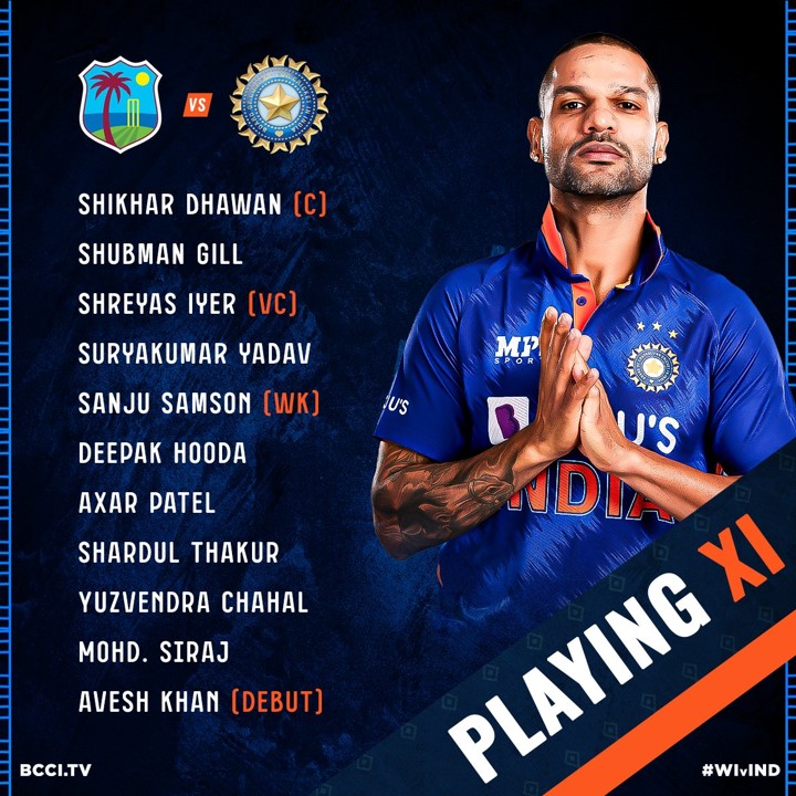 India vs West Indies 2nd odi playing 11 2022
