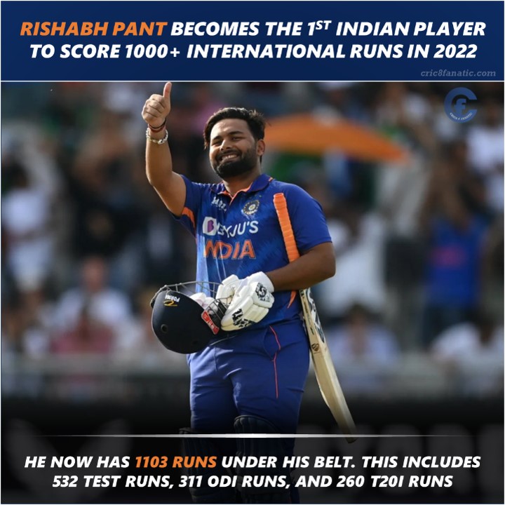 rishabh pant record year 2022