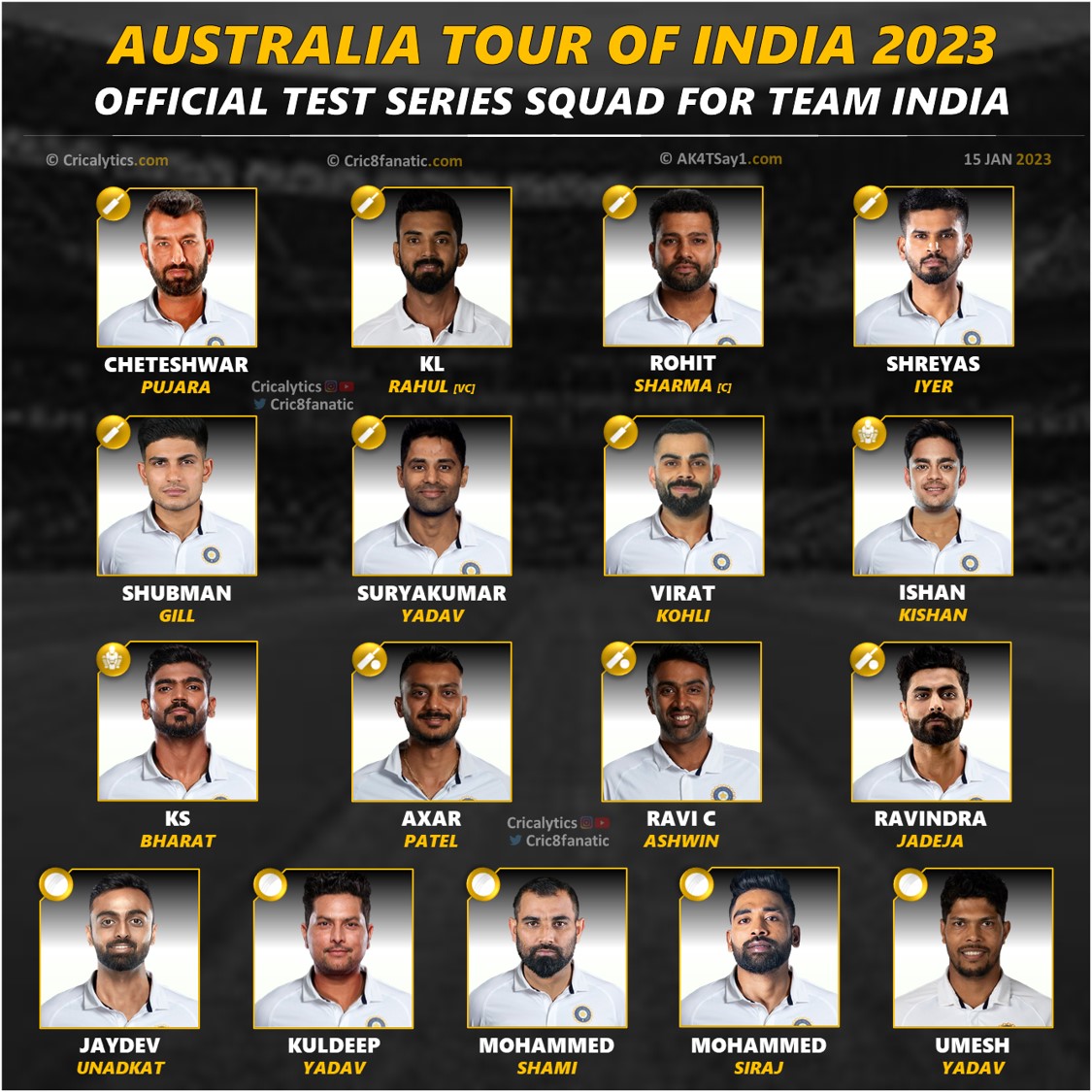 aus squad for india tour 2023 test