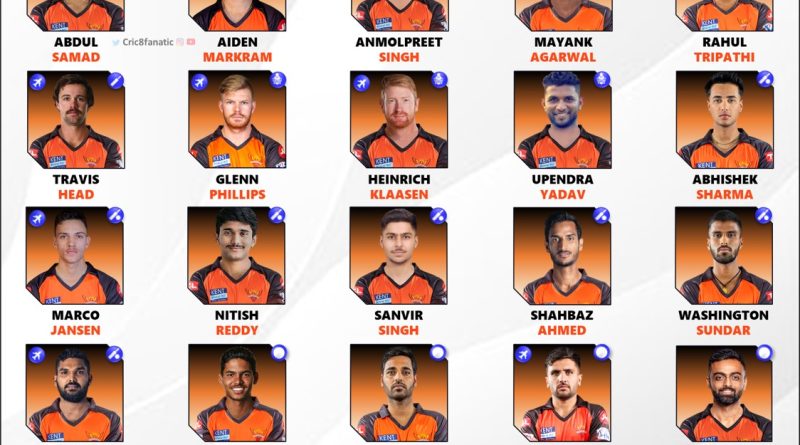 IPL 2024 Sunrisers Hyderabad (SRH) New Squad Players List